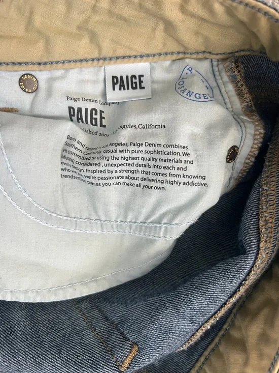Paige Jimmy Jimmy Distressed Medium Blue Crop Stretch Denim Jeans - Size 28 - Picture 10 of 13